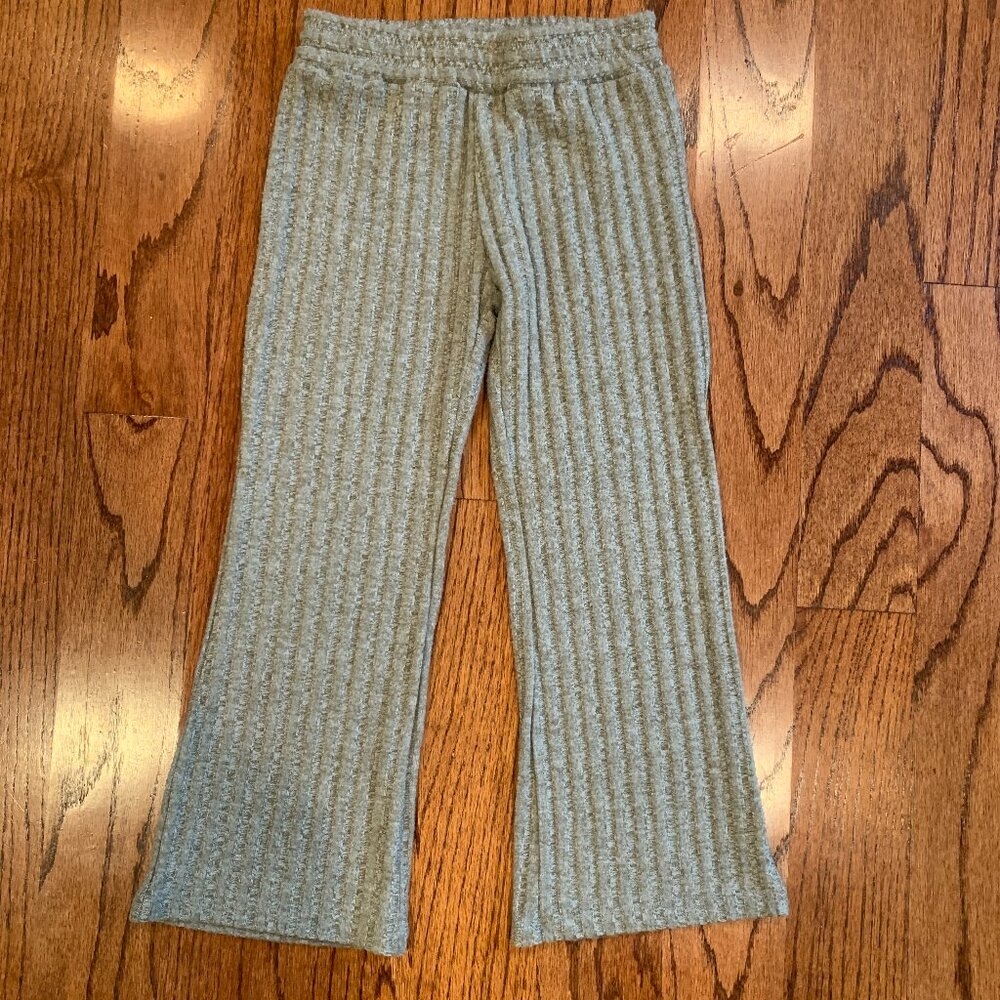 Rylee & Cru Knit Ribbed Flare Pants | Gray Beige | 6-7 Years